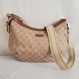 GUCCI Monogram Canvas Half Moon Crossbody Bag